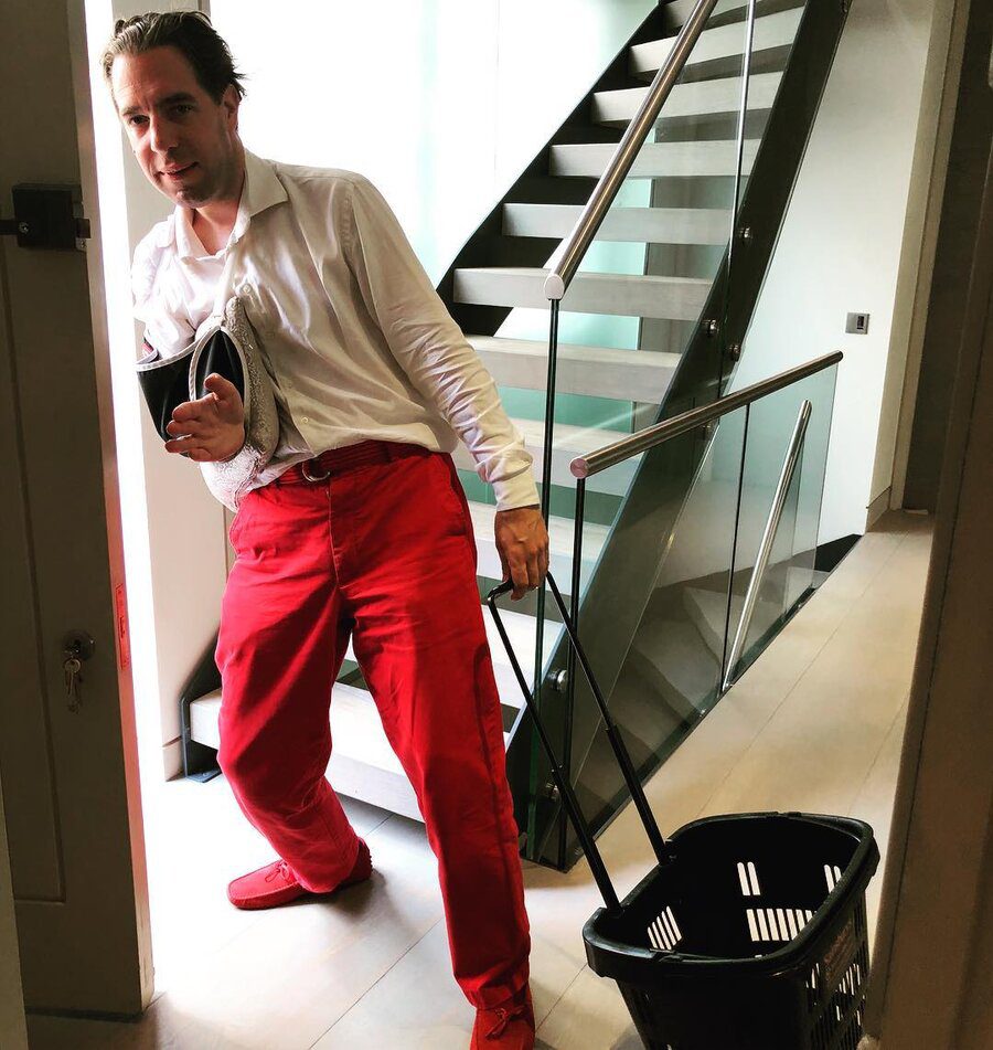 Performing ‘Supermarket Sweep’ (allegedly).