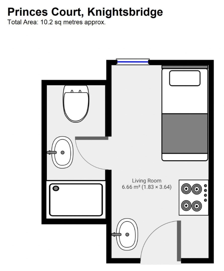A floor plan shows the very limited scope of the accommodation offered. Tax dodging tennis legend Boris Becker produced a son after a ‘bonk’ in a broom cupboard at the Metropolitan Hotel; given his size now, he might struggle with such activity in this space today.