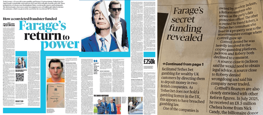 The Sunday Times Nigel Farage George Cottrell Mowbray Jackson Gabriel Pogrund